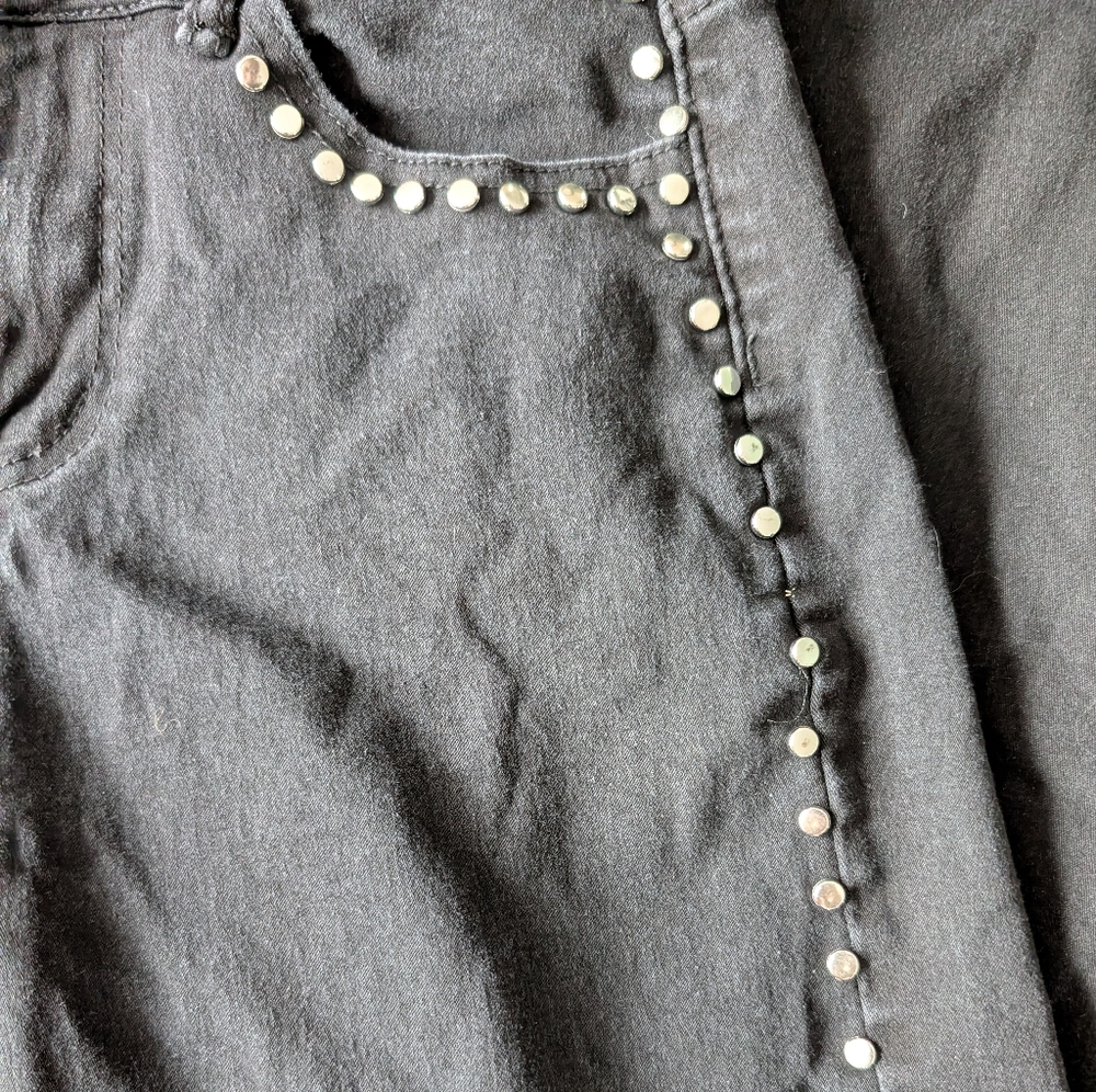 Black Studded Jeans Size 8 29x27 Straight Leg Western Rockstar 90s Statement image 4